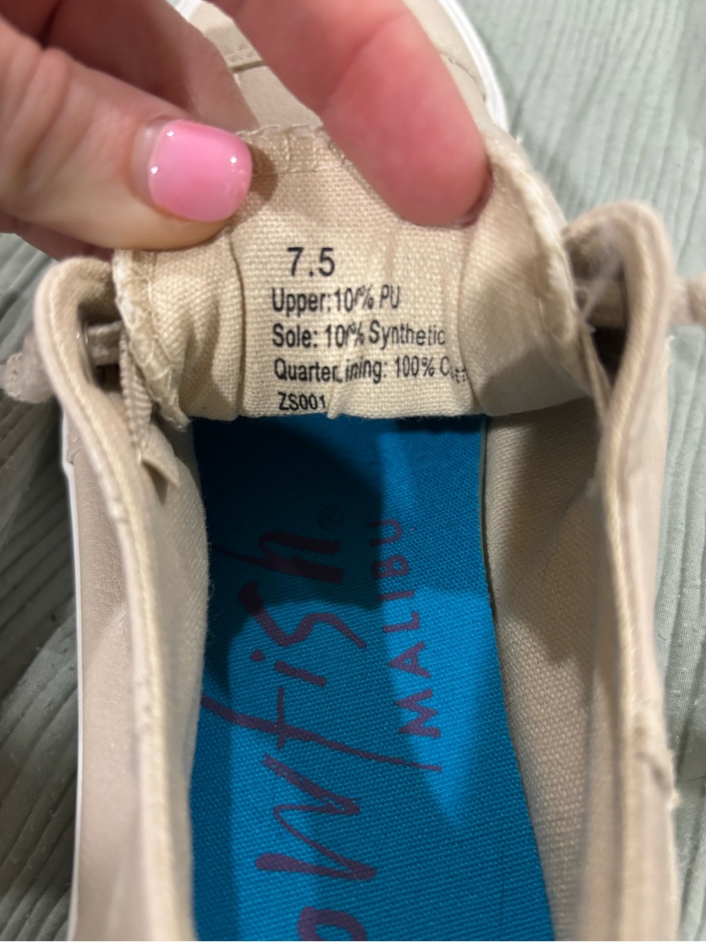 NWT Blowfish Beige Canvas Sneakers with Teal Outsole - Picture 4 of 4